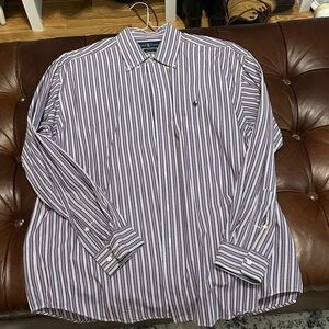 Polo by Ralph Lauren Men's Striped Shirt - Red, Blue, and White